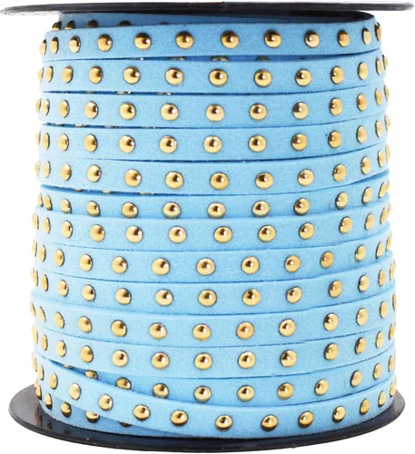 Miniatura 74 de Mandala Crafts Cordones de gamuza sintética para fabricación de joyas, 20 yardas, tiras de cordones de cuero con tachuelas doradas, cuerdas planas