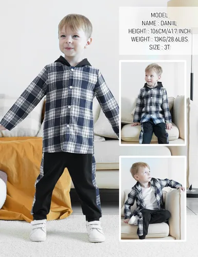 Miniatura 2 de Fuermos Ropa de franela con botones y botones para bebés y niños pequeños