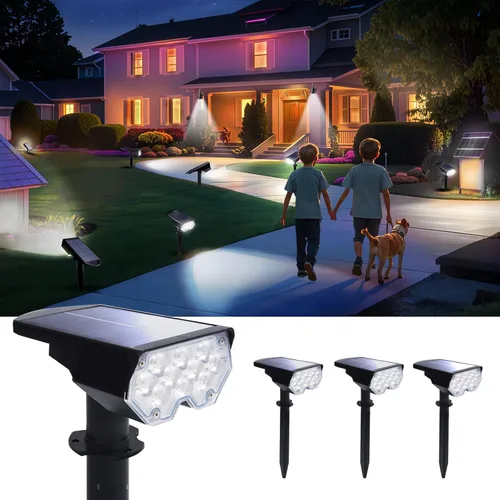 Miniatura 10 de Foco de energía solar para exteriores, impermeable, iluminación LED para patio, árbol, plantas, paredes, camino, jardín, estatuas, brillo ajustable