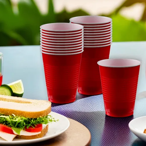 Miniatura 2 de Vasos de plástico color rojo manzana (paquete de 20) – 18 onzas – Vasos versátiles para interiores y exteriores, fiestas, bodas, cumpleaños