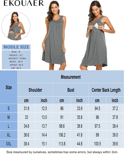 Miniatura 6 de Ekouaer - Camisón de maternidad para mujer (tallas S-XXL)
