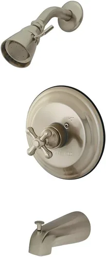 Miniatura 3 de Kingston Brass KB3637AX Restoration Grifo de bañera y ducha con equilibrio de presión de un solo mango en latón cepillado Cobrizo cepillado