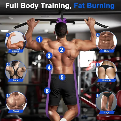 Miniatura 4 de Juego de Bandas de Resistencia Pull Up para Entrenamiento, 8 PC Bandas de Ejercicio Largas y Bandas de Tela para Glúteos para Entrenamiento
