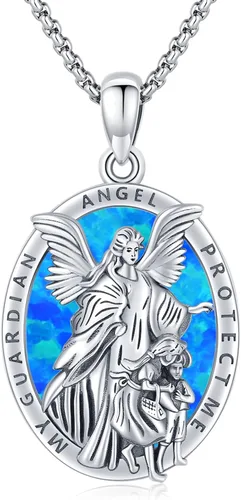 Collar con colgante de San MiguelSan CristóperSan SebastiánGuadalupeÁngel de la GuardaSanta MuerteJudeJoseph para hombres y mujeres, plata de ley