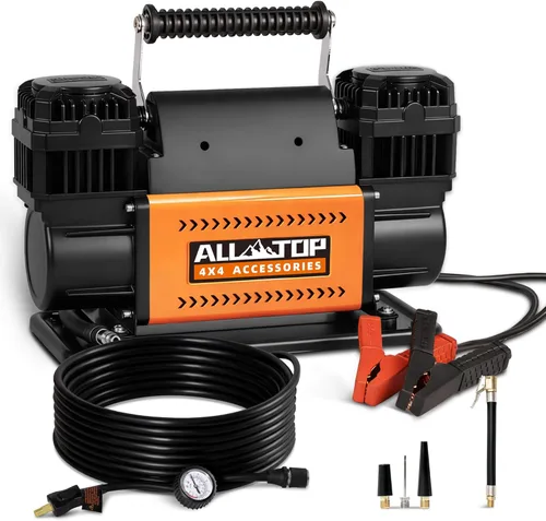 Kit de Compresor de Aire ALL-TOP, Inflador Portátil de Doble Cilindro 12V 12.35 pies³/Min, Compresor de Aire Todoterreno para Neumáticos de Camión,