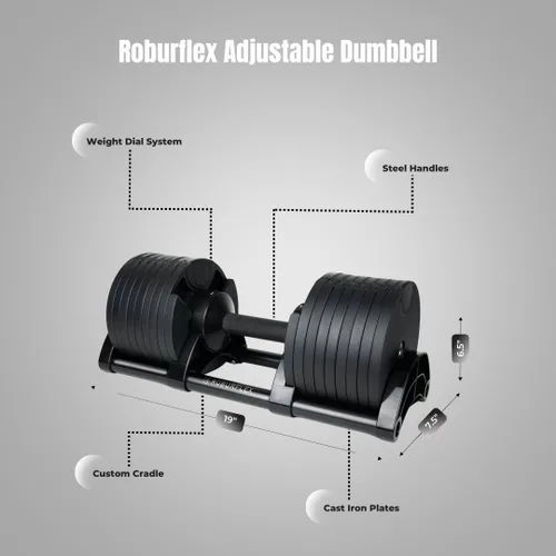 Miniatura 5 de Adjustable Dumbbell (Single) 5-40/80lb, 5lb Increments, for Home Gym Fitness - Upto 20 weight settings