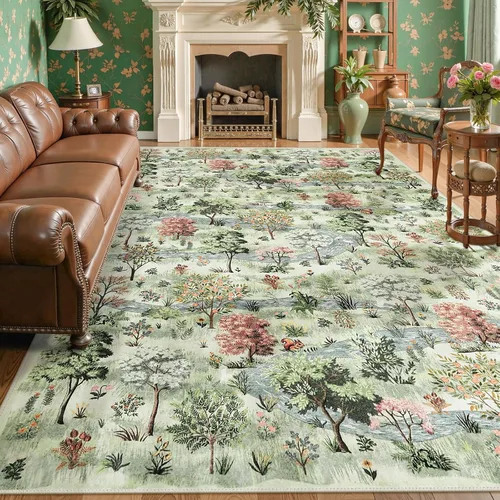 Miniatura 25 de Beeiva Alfombra Lavable para Pasillo 2x6 pies - Beige Vintage Resistente a Manchas Alfombra Floral para Cocina, Alfombras Bohemias