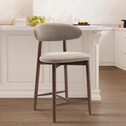 Miniatura 8 de COLAMY Taburetes de bar con respaldo, taburetes de bar de altura de mostrador, taburetes tapizados con patas de madera para cocina, isla de comedor