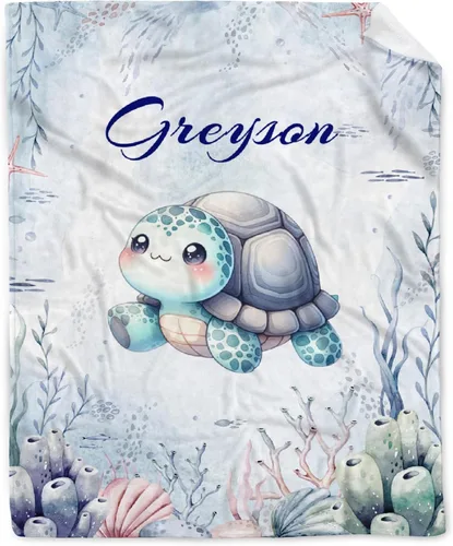 Miniatura 18 de Manta personalizada con nombre, texto y nombre, manta personalizada con nombre para bebés, niños, niñas y adultos, manta personalizada para Tortuga
