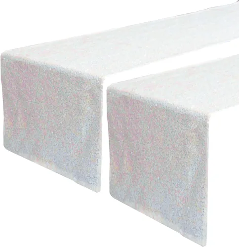 Miniatura 47 de JYFLZQ Camino de mesa de lentejuelas negras de 12 x 72 pulgadas, manteles de mesa de tela con lentejuelas negras brillantes - Caminos brillantes