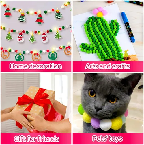 Miniatura 3 de Bundooraking Pompones, 1.5 pulgadas (4cm), 90 piezas bolas grandes multicolor a granel para artes y manualidades, pompones suaves y esponjosos