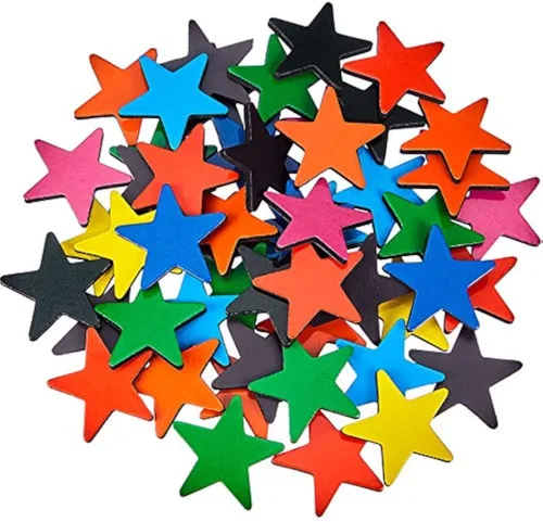 Outus 120 pequeñas estrellas magnéticas – Bonitos imanes en forma de estrella de colores para niños, tabla de recompensas, aula, pizarra blanca,