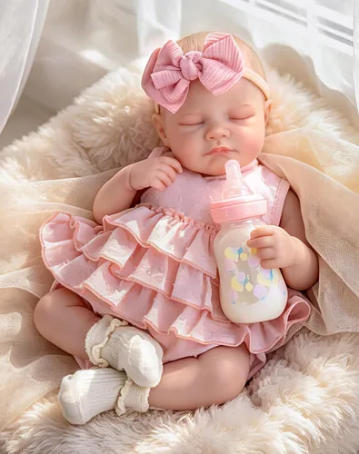 Miniatura 10 de Aori - Muñecas bebés Reborn realistas - Muñeca recién nacida durmiente de 20 pulgadas, niña realista con set de alimentación y atuendo - Cuerpo