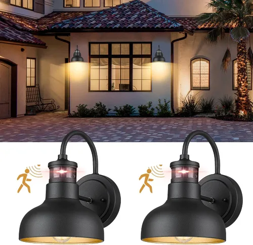 Miniatura 12 de Lámpara de pared para exteriores con sensor de movimiento de 7 pulgadas, IP65, color negro 1 pack black 7-inch barn light with 3 modes, 220-degree