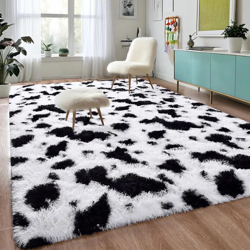 Miniatura 32 de DweIke Alfombras Shag Esponjosas Azules para Dormitorio Sala de Estar, 5x8 Grande Suave Felpa Tie-Dye Azul Cielo para Niñas y Niños, Alfombra Azul