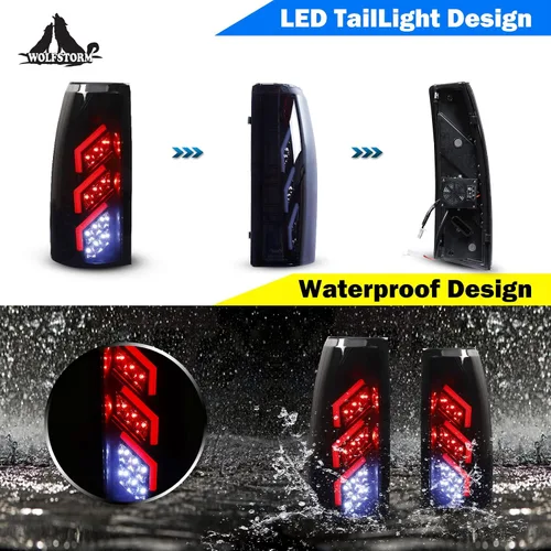 Miniatura 3 de WOLFSTORM Luces traseras LED compatibles con Chevy Suburban 1992-1999, GMC K/C 1988-1999 (1500/2500/3500)/1992-1999 GMC Yukon, Chevy Blazer Lente