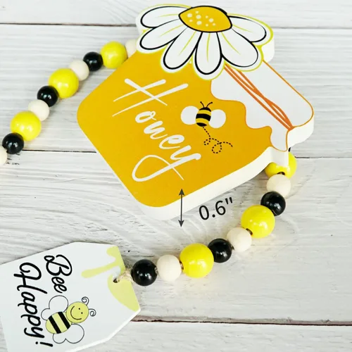 Miniatura 5 de Juego de decoración de bandejas escalonadas de abeja, 6 piezas de decoración de cocina de verano con gnomo, tarro de miel, colmena de abejas