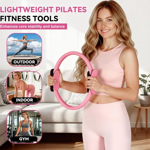Miniatura 6 de LiKiLiKi Juego de anillos de pilates – Equipo de pilates para mujer con círculo mágico de pilates y juego de pelotas, bandas de resistencia, bolas