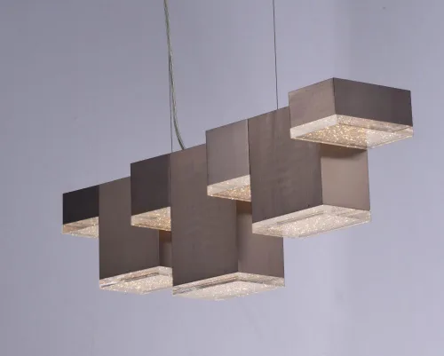 Miniatura 4 de ET2 E24466-160PC Pizzazz LED Geométrico Rectangular Cubo Cristalino Acrílico Lineal Lámpara de techo colgante, 7 luces 50.4 vatios totales, 9