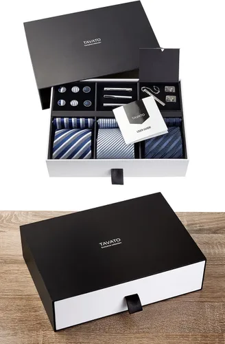 Miniatura 7 de Juego de corbata de regalo para hombre, corbata sedosa, bolsillo cuadrado, clips de corbata, gemelos para hombres