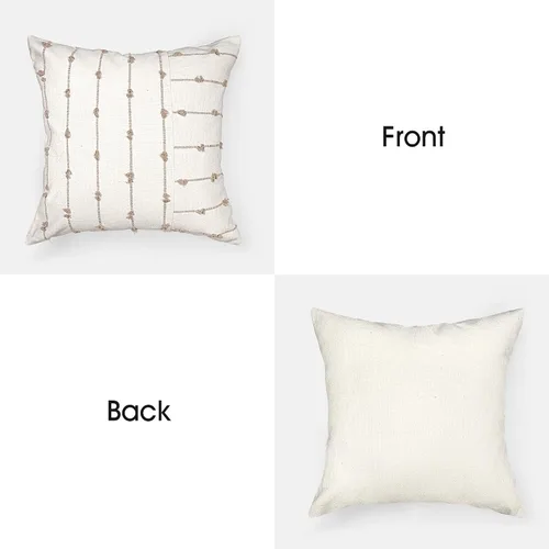 Miniatura 3 de AELS Juego de 2 fundas de almohada decorativas de lino bohemio de 18 x 18 pulgadas, fundas de almohada modernas con textura de granja, funda de Caqui