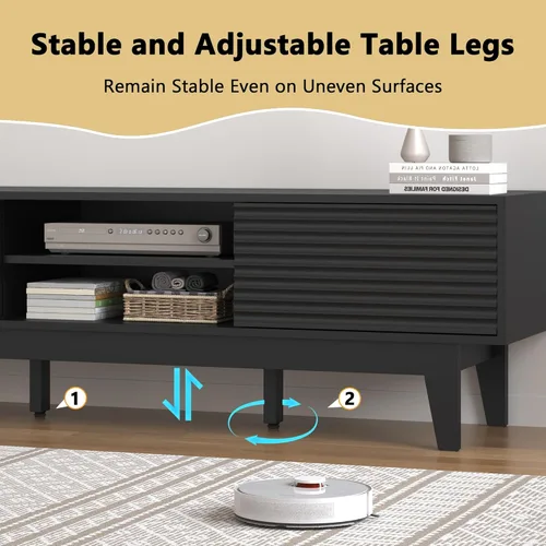 Miniatura 6 de BORNOON Soporte de TV para TV de 65 pulgadas, moderno centro de entretenimiento acanalado consola de TV con almacenamiento, consola multimedia