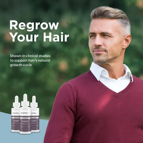 Miniatura 2 de Shapiro MD Hair Growth Experts Minoxidil Solución tópica al 5% para el crecimiento del cabello de los hombres, el suero promueve el crecimiento