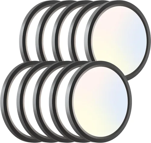 Miniatura 35 de Zemty Paquete de 8 lámparas de techo LED de montaje empotrado de 12 pulgadas, lámpara de techo súper delgada de 28 W 3200 lm, lámpara de techo Negro