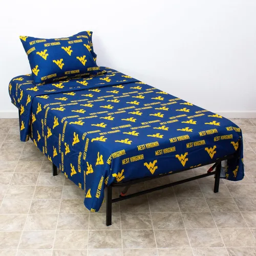 Miniatura 2 de College Covers Everything Comfy West Virginia Mountaineers - Juego de sábanas de 3 piezas, tamaño individual, fondo del color del equipo, 1 sábana