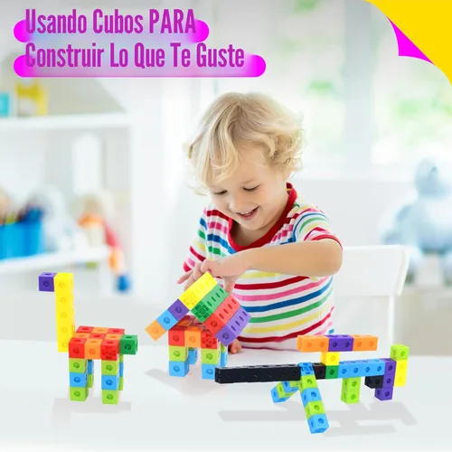 Miniatura 5 de SpriteGru - Juego de 100 cubos de enlace matemático, cubos matemáticos manipulativos que se conectan y cuentan, bloques de construcción