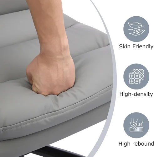 Miniatura 8 de VECELO Silla giratoria ergonómica de escritorio de oficina con reposabrazos abatible y altura ajustable, soporte lumbar y cojín grueso de piel Gris