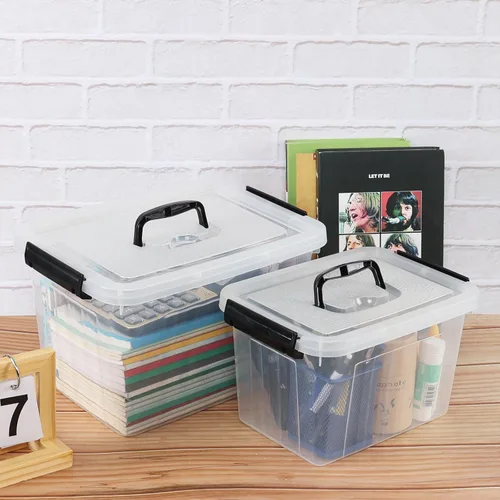 Miniatura 3 de Ggbin Caja de almacenamiento de plástico transparente con asa, contenedor de almacenamiento de 6 cuartos de galón y tapa de 12 cuartos de galón, 2