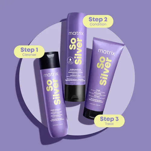 Miniatura 6 de Matrix So Silver Purple - Juego de champú y acondicionador pigmentado Elimina matices amarillos cobrizos Acondicionador tonificante para rubios
