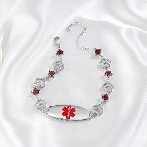Miniatura 4 de Pulseras de identificación médica personalizadas de acero inoxidable para mujeres