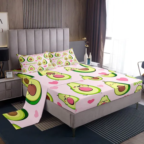 Miniatura 29 de Erosebridal Juego de sábanas de limón amarillo tamaño individual tropical para niños y niñas, sábana bajera ajustable de frutas botánicas con hojas
