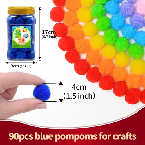 Miniatura 75 de Praisebank Pompones rojos, 90 unidades, 1.5 pulgadas, perfectos para artes y manualidades