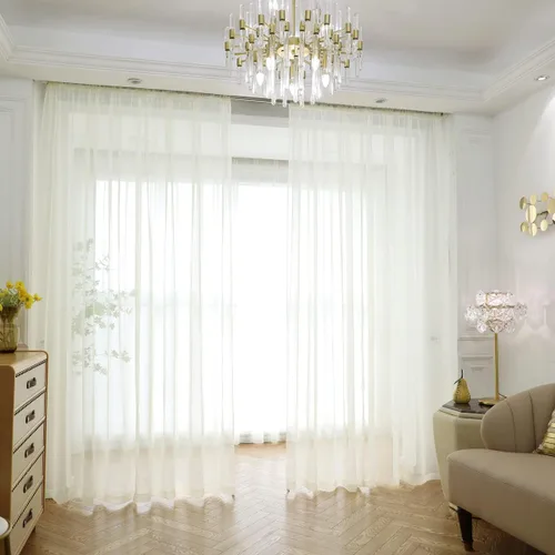 PHILEASY - Cortinas beige transparentes de 54 pulgadas de largo por 42 de ancho, 2 paneles con bolsillo para barra, disponibles en 15 colores y 16