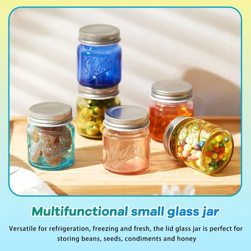 Miniatura 4 de Tessco 72 piezas Mini tarros de albañil Vasos de chupito con tapas de 2 oz Apto para lavavajillas Tarros de conservación de mason para despedida