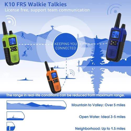 Miniatura 5 de Topsung Walkie Talkies para adultos de largo alcance recargable con auricular NOAA alerta meteorológica, radio multiusos de 2 vías, paquete de 5