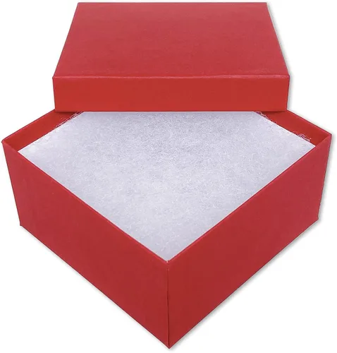 Miniatura 73 de TheDisplayGuys - Paquete de 25 cajas de cartón rellenas de algodón #33 para joyas, color rojo mate (3.5 x 3.5 x 1.0 pulgadas), para envío