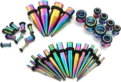 Miniatura 6 de vcmart 14G-00G - Kit de estiramiento de 36 piezas de calibre de oído, tapones cónicos, ojales, acero de grado de implante