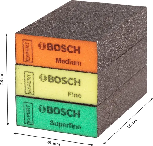 Miniatura 3 de Bosch Professional 1x Expert S470 Combi Bloques (2.717 x 3.819 x 1.024 in, grado fino, accesorios de lijado a mano)