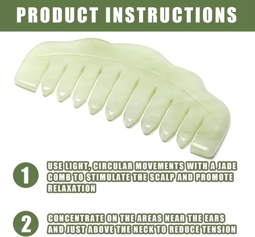 Miniatura 2 de Peine de pelo de jade, herramienta Gua Sha para hombres y mujeres, masajeador de cabeza, peine para el estrés, la caspa, el crecimiento del cabello