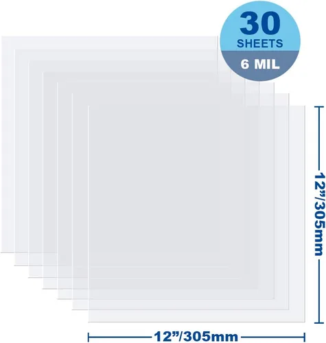 Miniatura 2 de 30 hojas de plantilla de Mylar extra gruesas de 6 mil en blanco de acetato transparente, 12 x 12 pulgadas por Craftiff