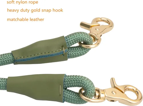 Miniatura 4 de Correa de perro manos libres de 7 pies, correa de cintura de cuerda de nailon para perros caminar correr Verde salvia