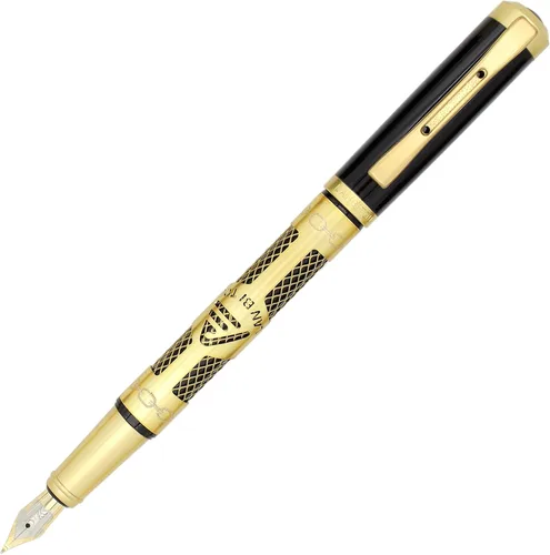 Miniatura 2 de Gullor Pluma estilográfica de metal con convertidor y caja de regalo, punta doblada, oro