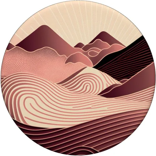 Miniatura 3 de Chic Boho Mountains Peaks Sunset Nature Landscape Brown PopSockets intercambiables PopGrip