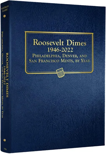 Miniatura 5 de Whitman Página de álbum de diez centavos de diez centavos con puertos en blanco Dime