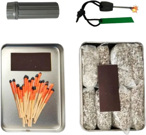 Miniatura 12 de Kit de iniciación de fuego, paquetes de afeitado de magnesio 6/8 + 20/40 resistentes al agua y a prueba de viento Ferro Rod Striker - Kit