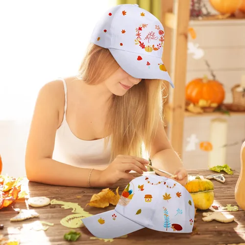 Miniatura 6 de 30 gorras de béisbol blancas para niños, gorras de béisbol en blanco con correa trasera ajustable, sombrero de sol para pintura de bricolaje